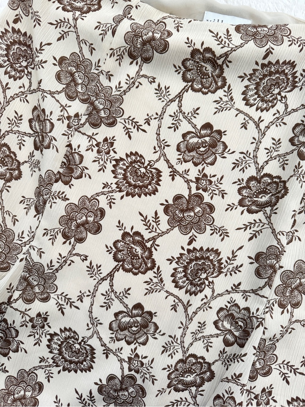 Whimsy Floral Woodland Fairy Brown & Cream Midi Skirt | Sz. US 14 - Picture 3 of 6